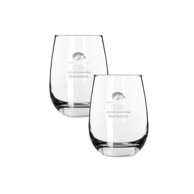 Iowa Hawkeyes The Memory Company Two-Piece 15oz. Classic Crew Stemless Wine Glass Set