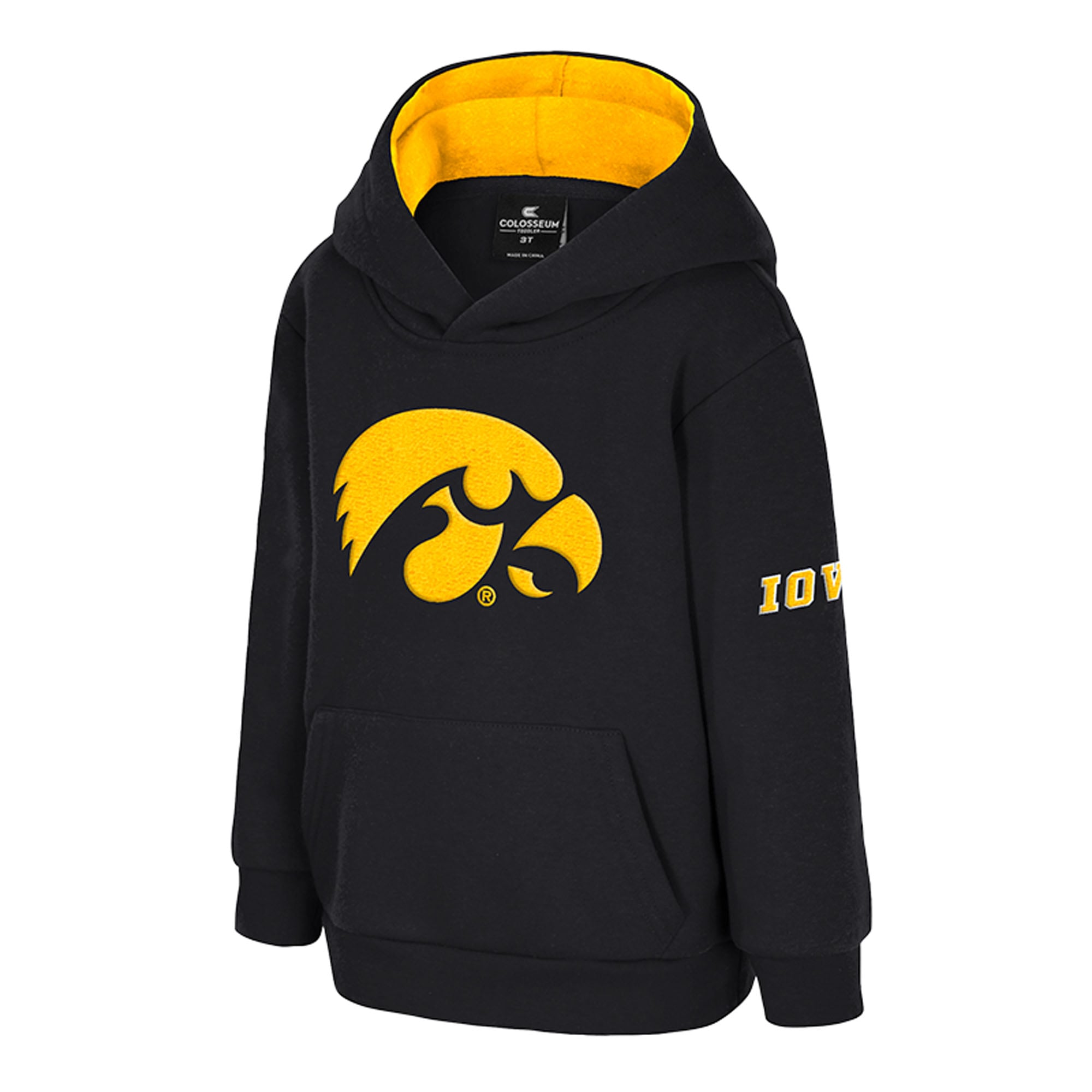 Toddler Colosseum Black Iowa Hawkeyes Big Logo Fleece Pullover Hoodie