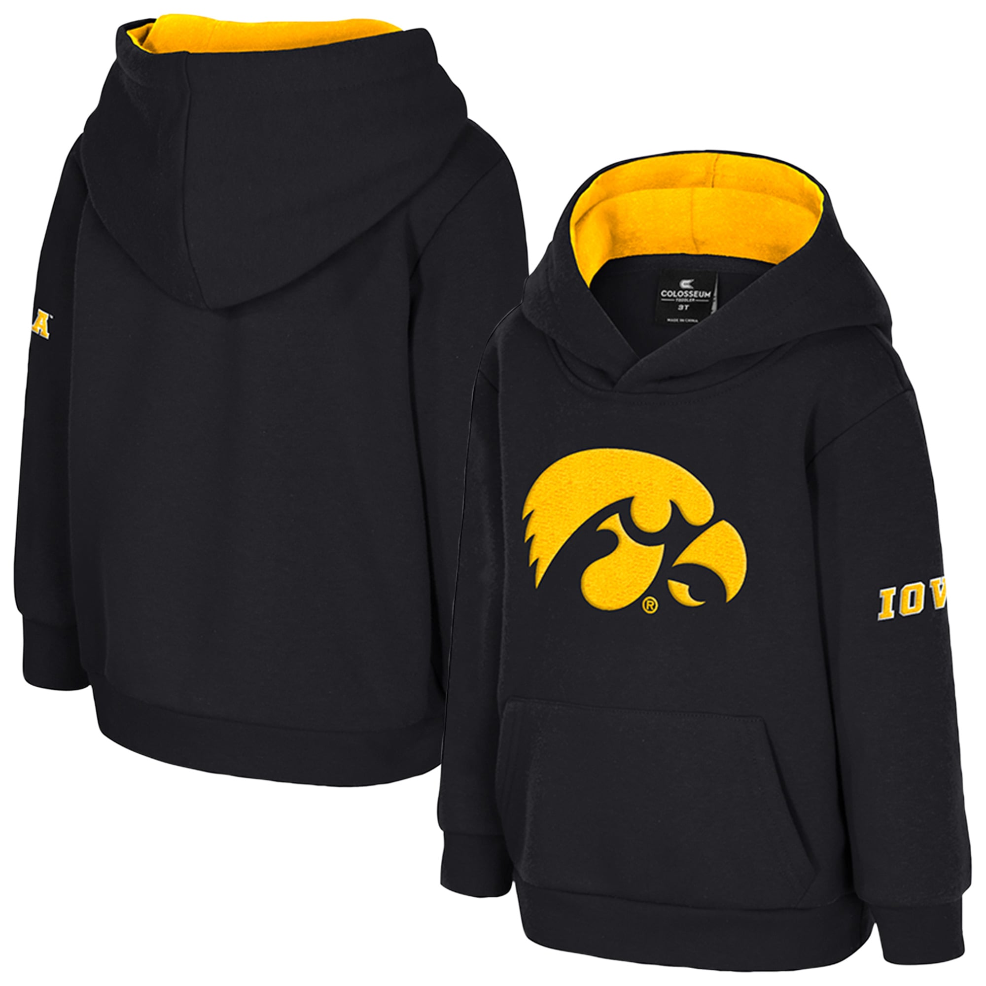 Toddler Colosseum Black Iowa Hawkeyes Big Logo Fleece Pullover Hoodie