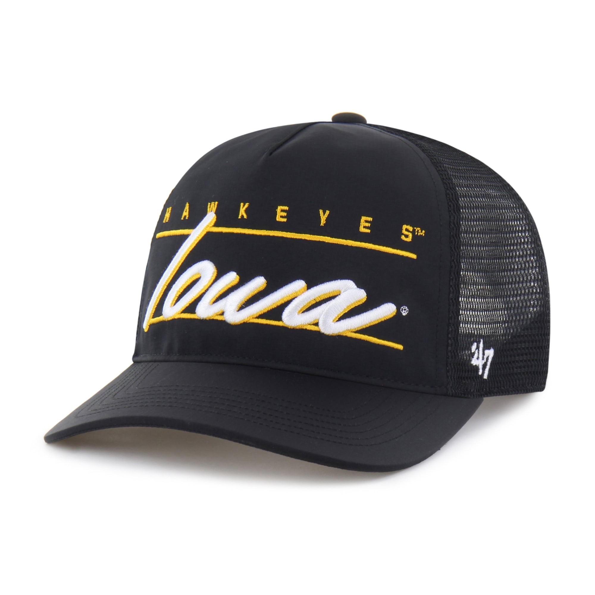 Unisex '47 Black Iowa Hawkeyes brrr° Condor Mesh Hitch Adjustable Hat