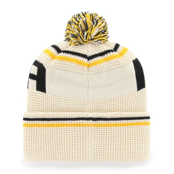 Bonnet unisexe '47 crème Iowa Hawkeyes en maille gaufrée à revers avec pompon