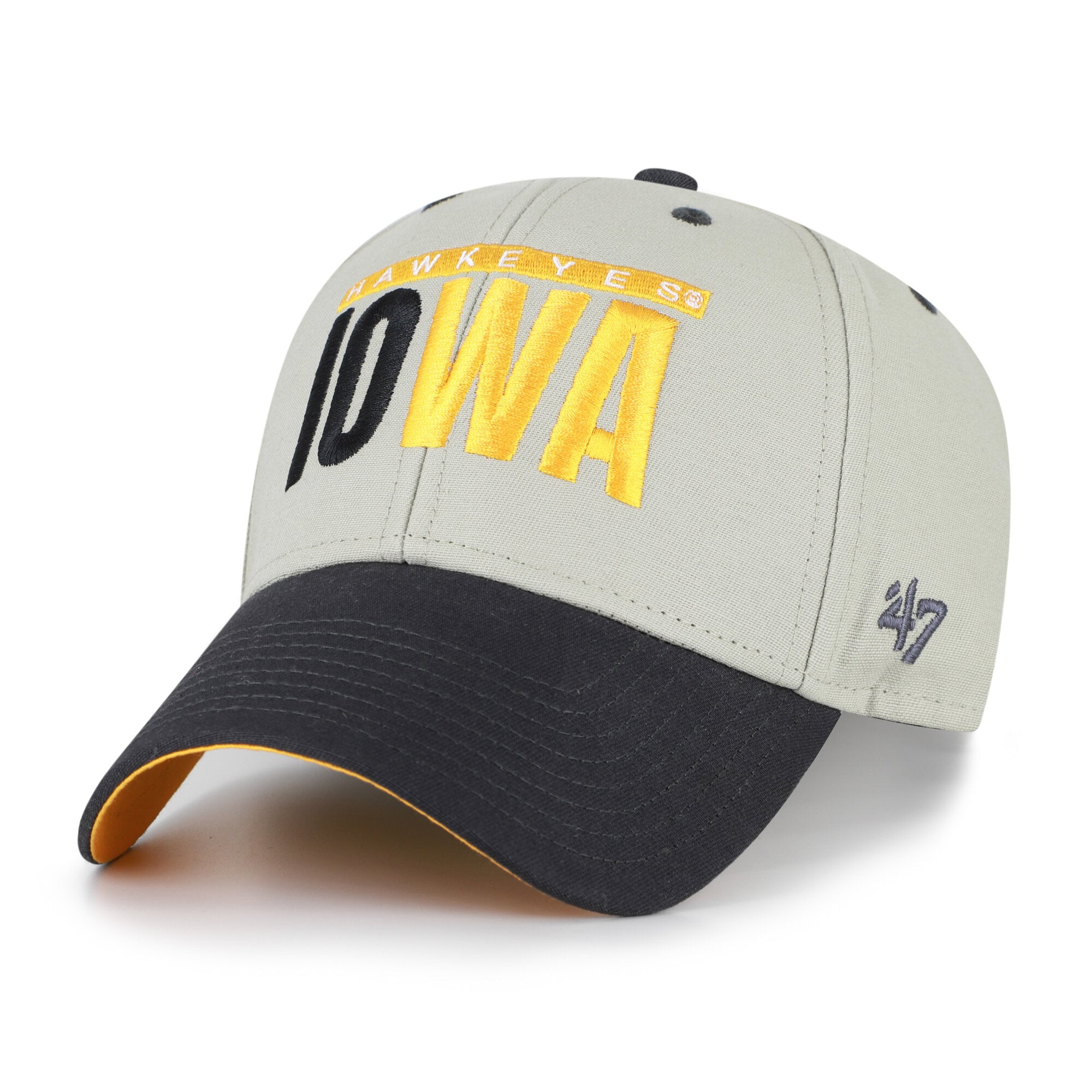 Casquette unisexe ajustable Iowa Hawkeyes '47 grise/noire avec inscription demi-bloc MVP