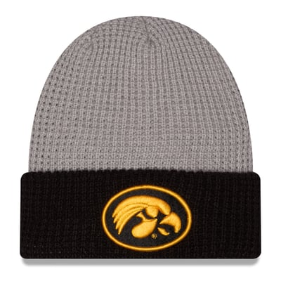 Iowa Hawkeyes New Era Unisex Cuffed Waffle Knit Hat - Gray/Black