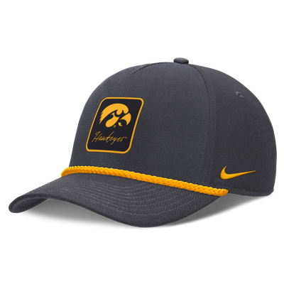 Iowa Hawkeyes Nike Unisex Script Rope Rise Dri-FIT Adjustable Hat - Anthracite