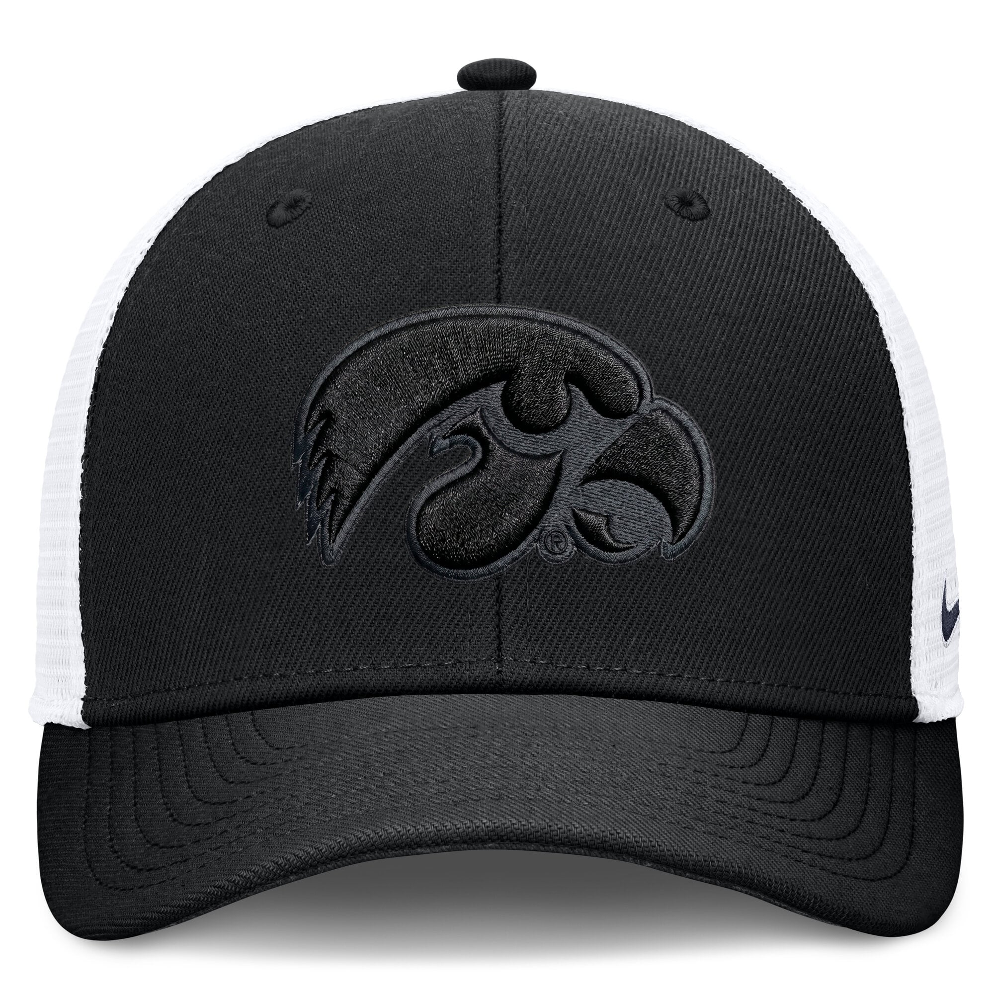 Casquette trucker unisexe Nike Iowa Hawkeyes noire ton sur ton Dri-FIT Rise ajustable