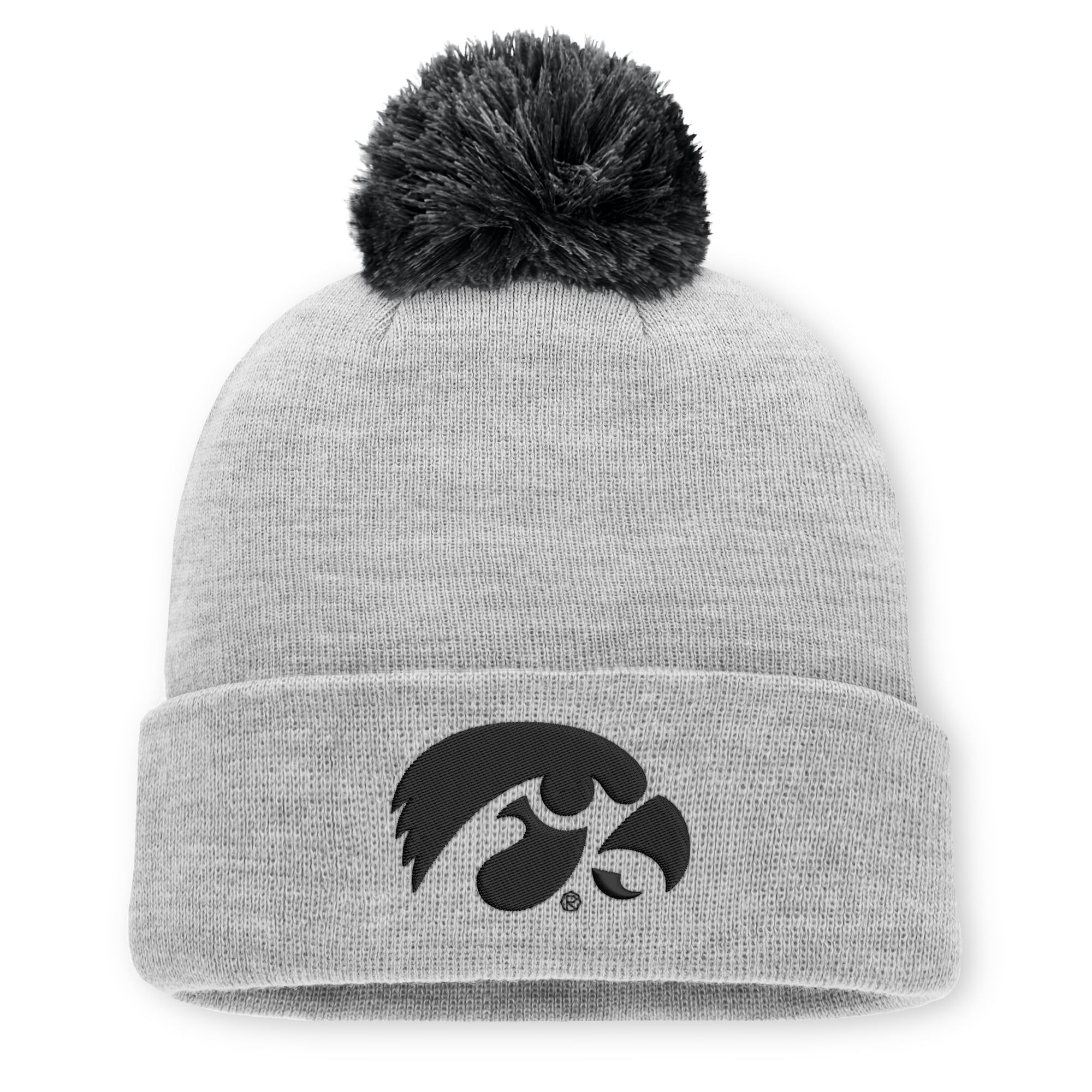 Bonnet unisexe Nike gris chiné Iowa Hawkeyes Primetime Script à revers et pompon