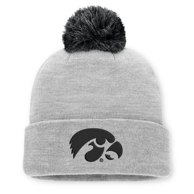Iowa Hawkeyes Nike Unisex Primetime Script Cuffed Knit Hat with Pom - Heather Gray
