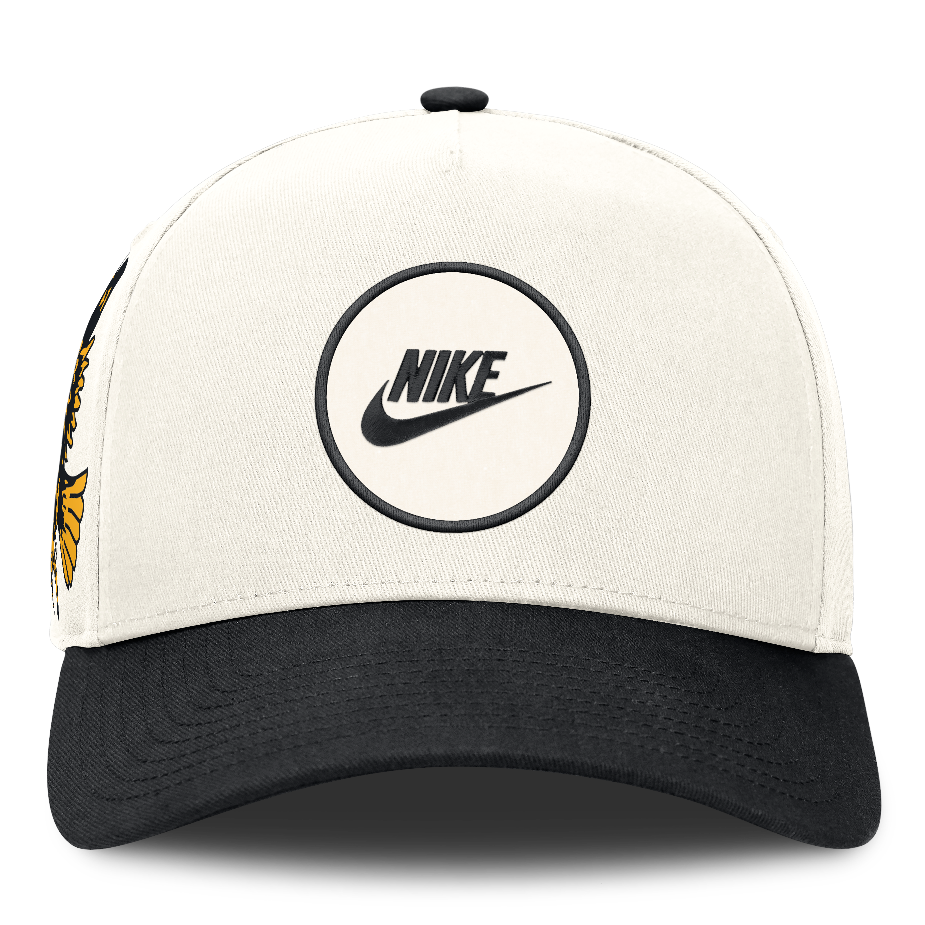 Casquette unisexe Nike blanche/noire Iowa Hawkeyes Rise Side Logo A-Frame Dri-FIT ajustable
