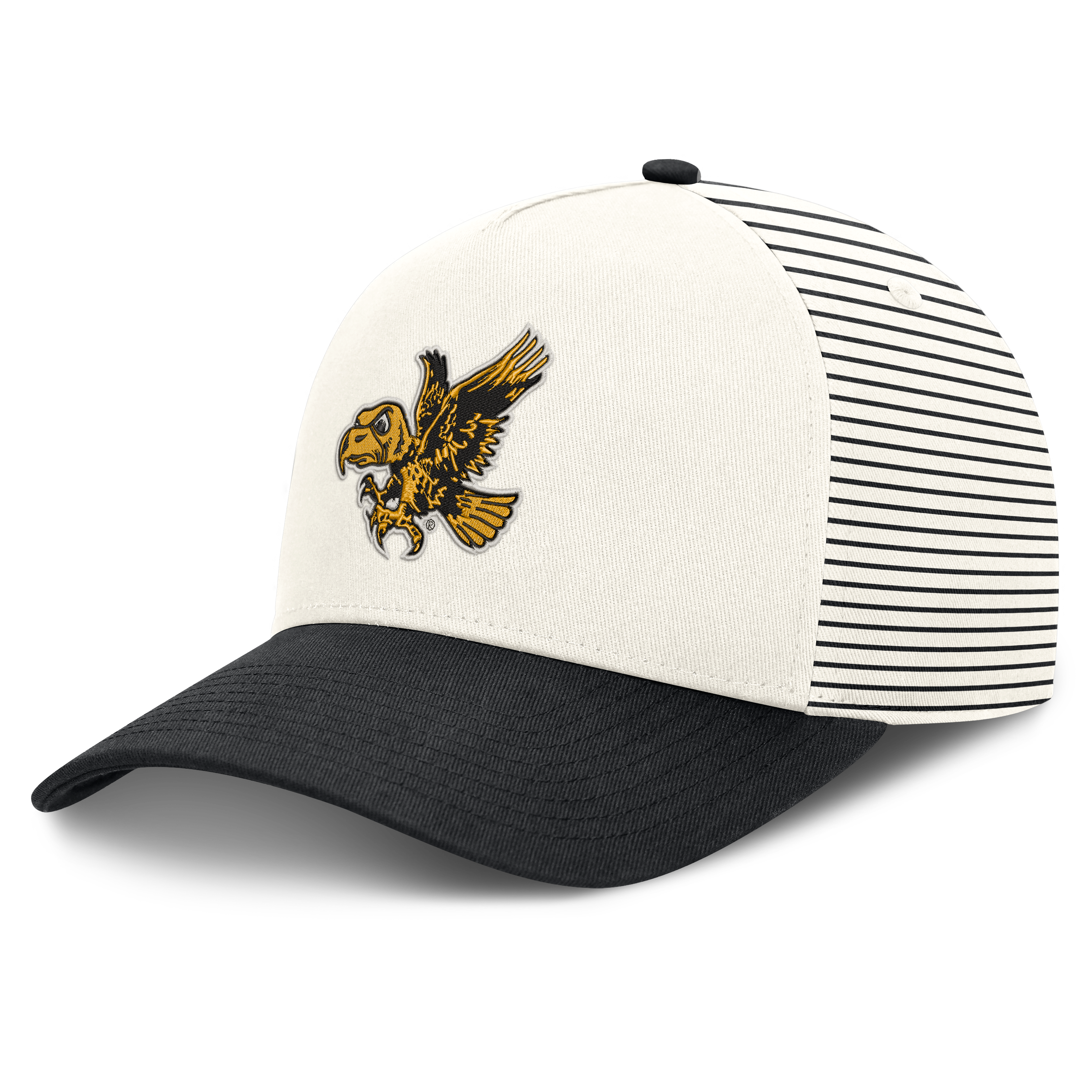 Casquette unisexe Nike Iowa Hawkeyes Vault rayée blanche et noire à taille ajustable