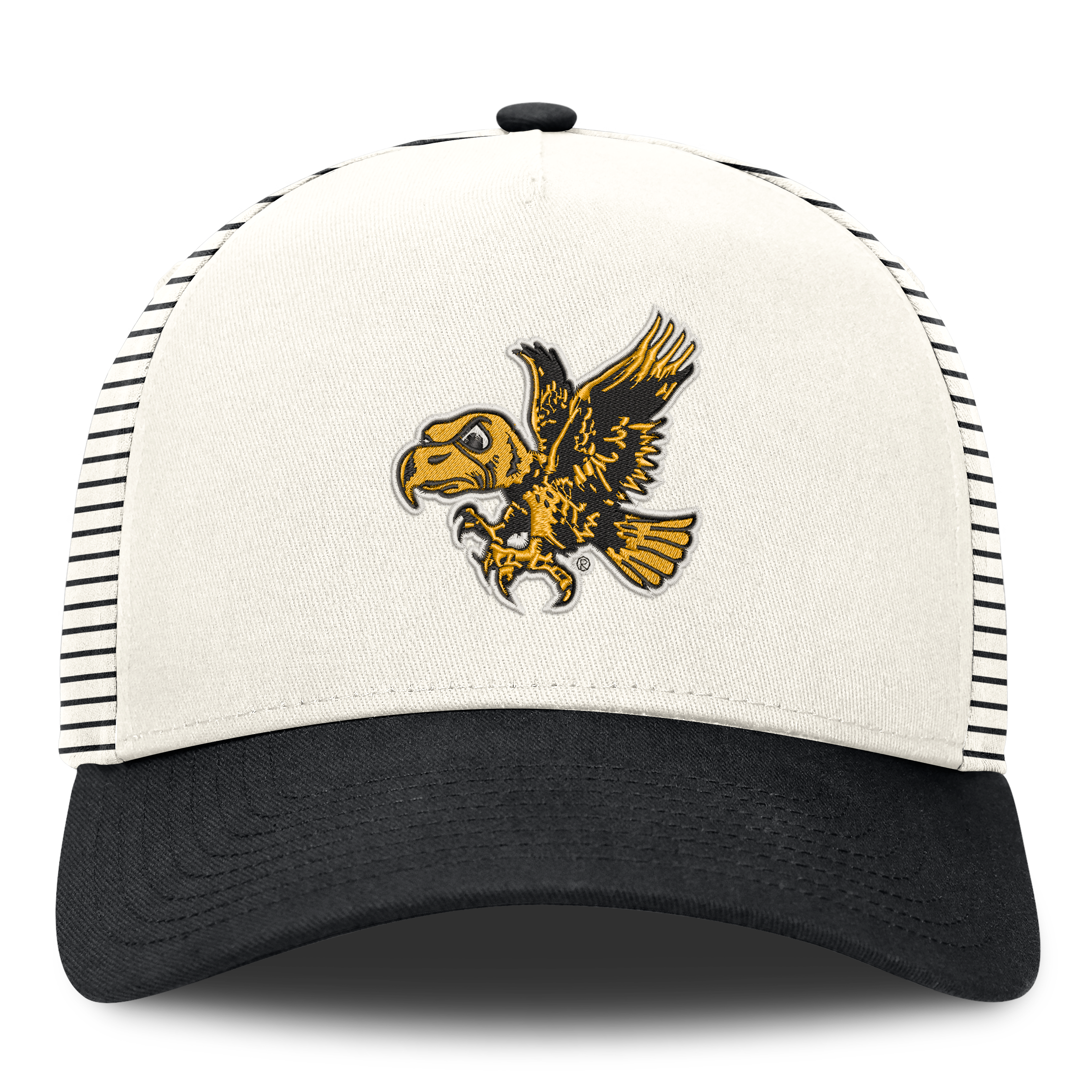 Casquette unisexe Nike Iowa Hawkeyes Vault rayée blanche et noire à taille ajustable