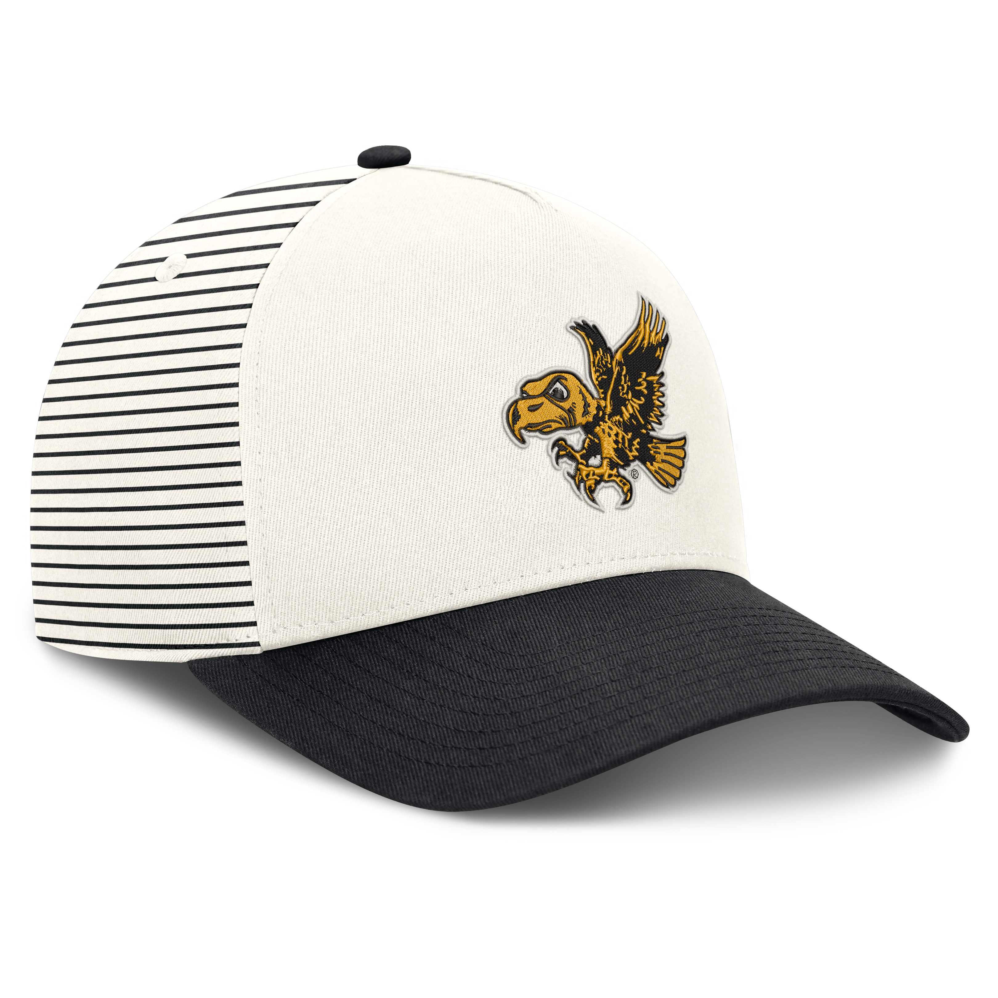 Casquette unisexe Nike Iowa Hawkeyes Vault rayée blanche et noire à taille ajustable