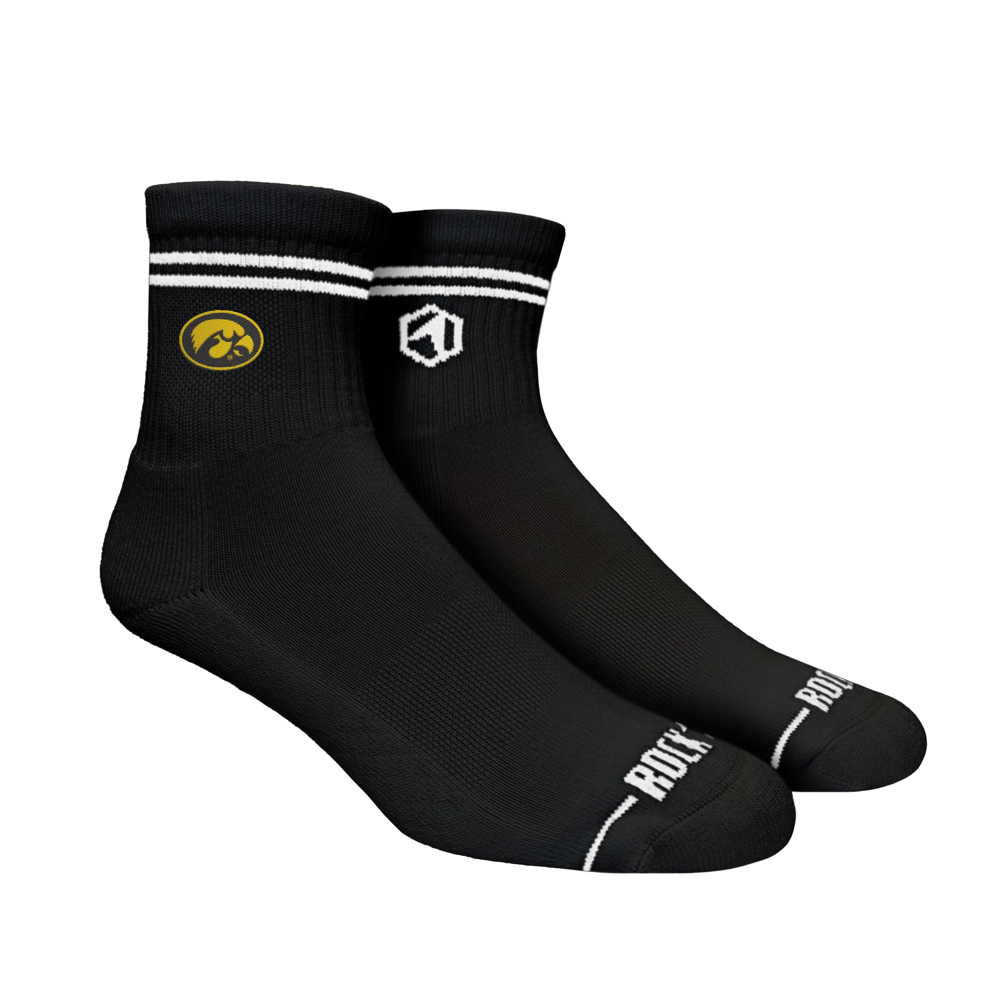 Chaussettes unisexes Rock Em Socks Iowa Hawkeyes à rayures décontractées mi-longues