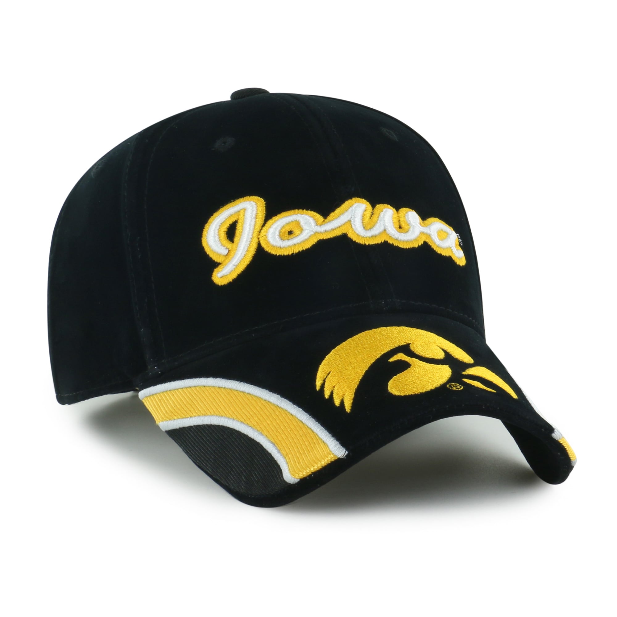 Casquette ajustable pour femme « 47 Black Iowa Hawkeyes » en velours denim avec inscription MVP
