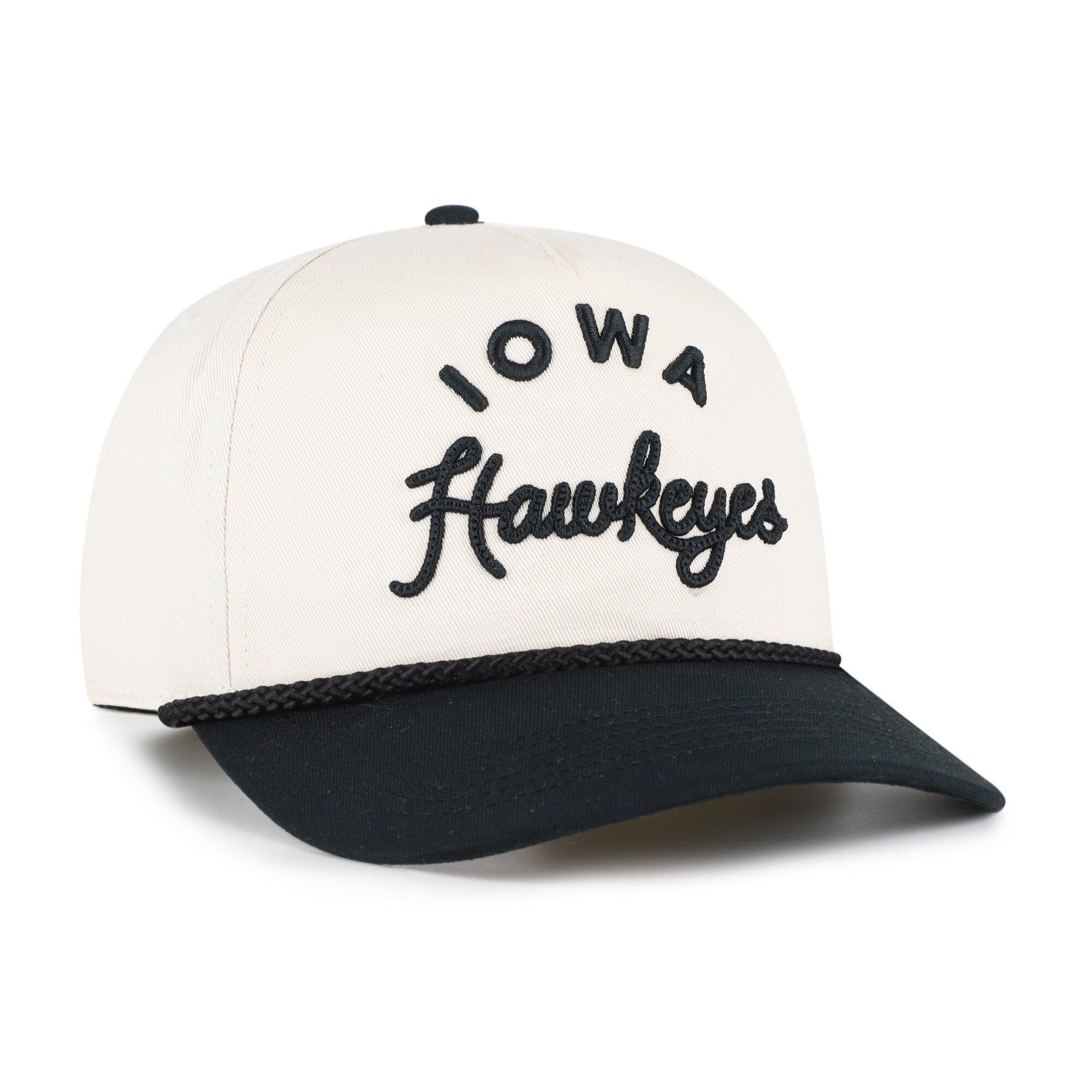 Women's '47 Cream/Black Iowa Hawkeyes Rope Script Hitch Adjustable Hat