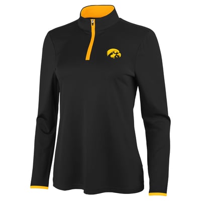 Iowa Hawkeyes Antigua Women's Brink Quarter-Zip Pullover - Black/Gold