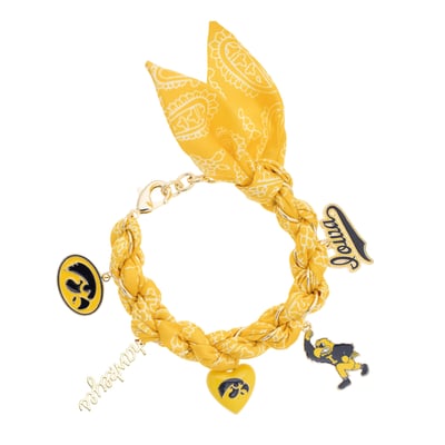 Iowa Hawkeyes CANVAS Style Women's Bandana Charm Bracelet