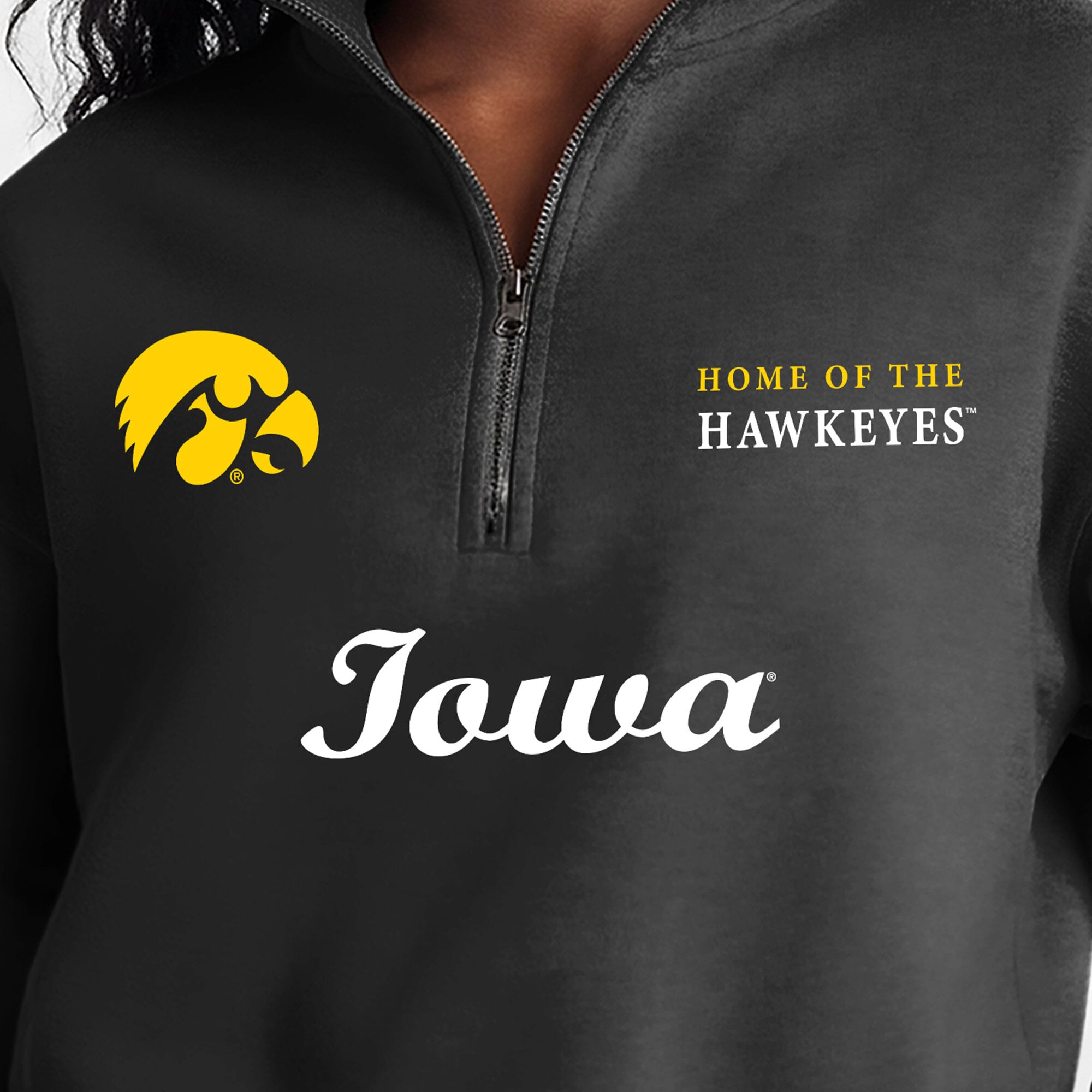 Women's Champion Black Iowa Hawkeyes Academic Triumph Quarter-Zip Tri-Blend Pullover