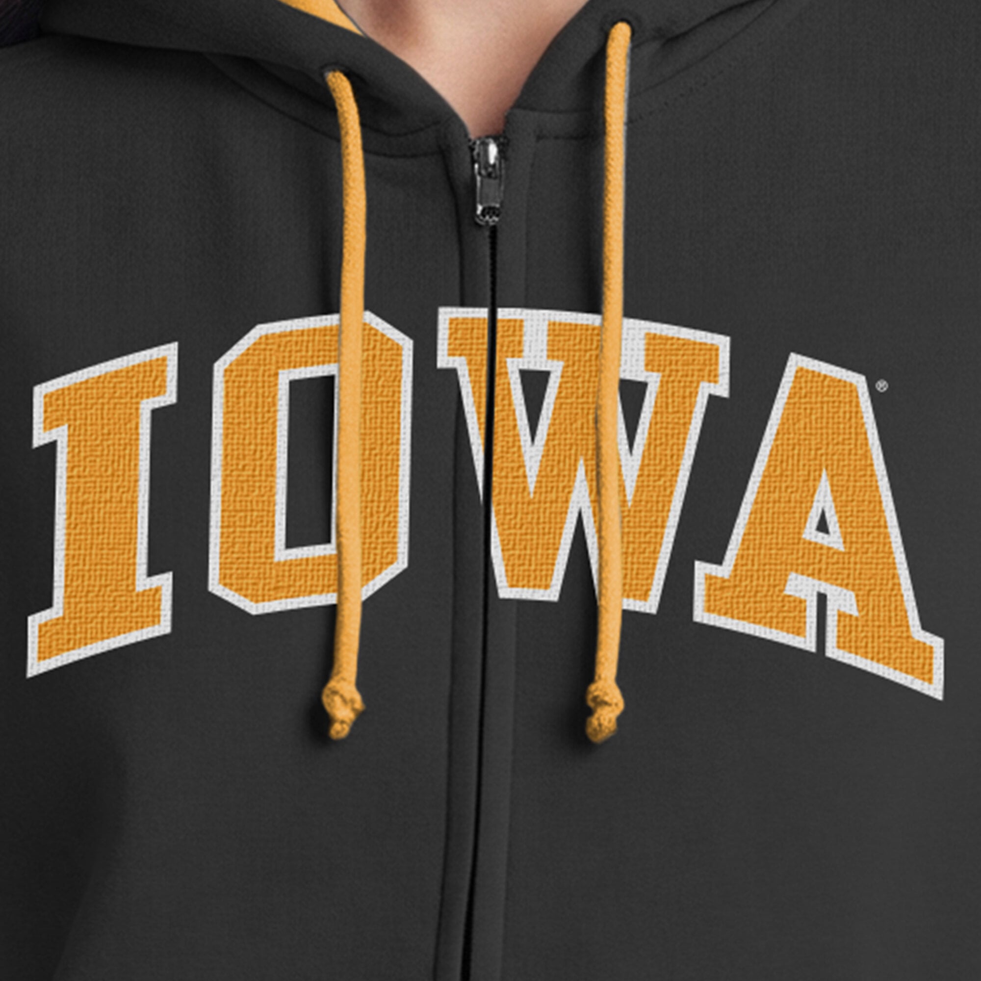 Sweat à capuche zippé en polaire Champion Black Iowa Hawkeyes Arch pour femme