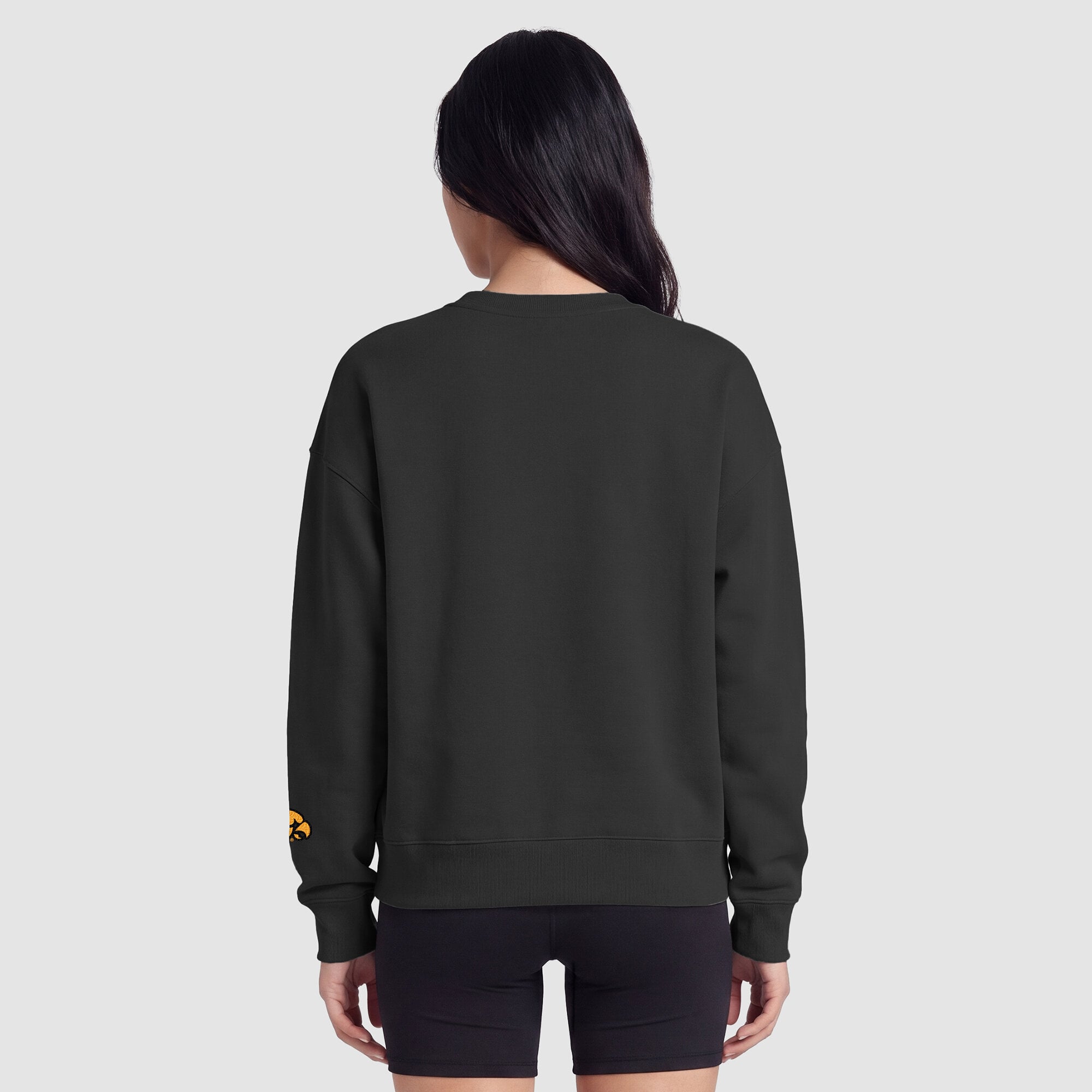 Women's Champion  Black Iowa Hawkeyes Fleece Crew Sweatshirt