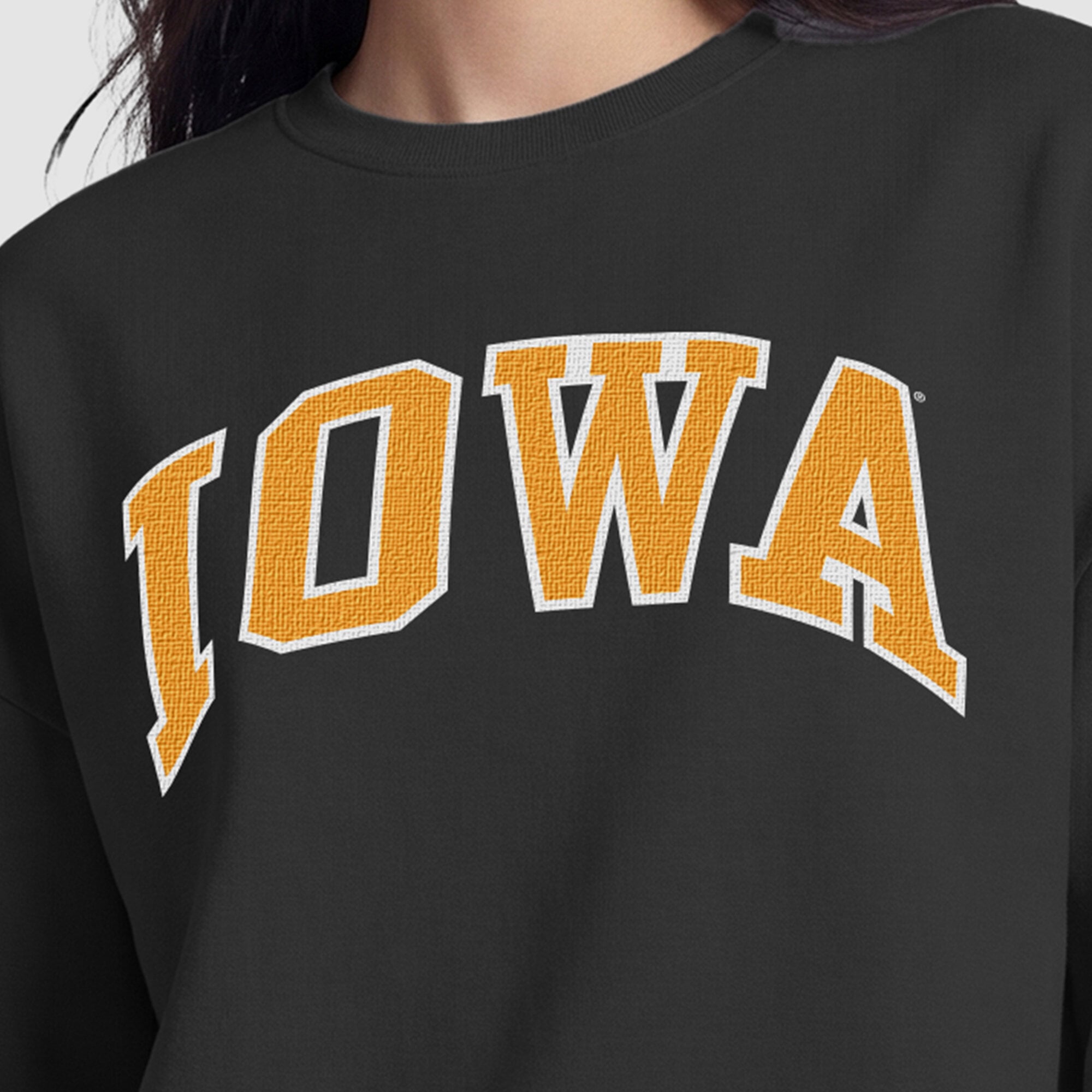 Women's Champion  Black Iowa Hawkeyes Fleece Crew Sweatshirt