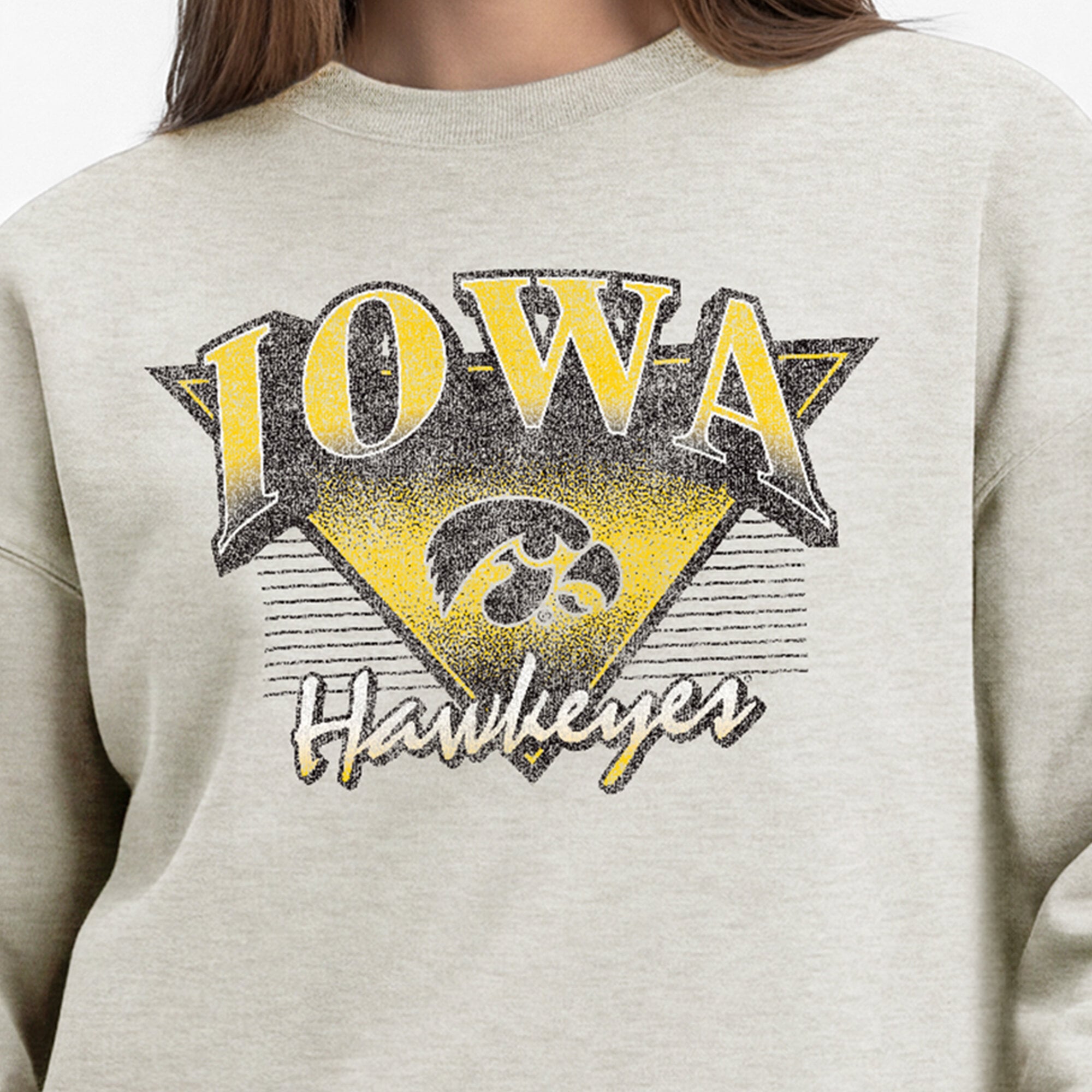 Sweat-shirt à manches courtes Champion pour femmes, couleur avoine, Iowa Hawkeyes All-Star Weave