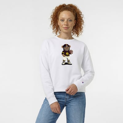  Iowa Hawkeyes Champion Women's Teddy Bear Sweatshirt - White