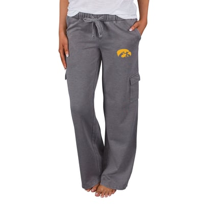 Iowa Hawkeyes Concepts Sport Women's Trackside Wide Leg Cargo Pants - Charcoal