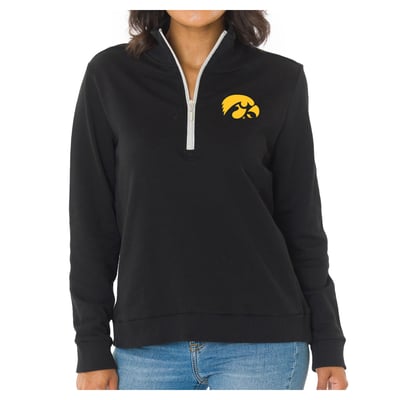 Iowa Hawkeyes Flying Colors Apparel Women's Quinn Quarter-Zip Fleece - Black
