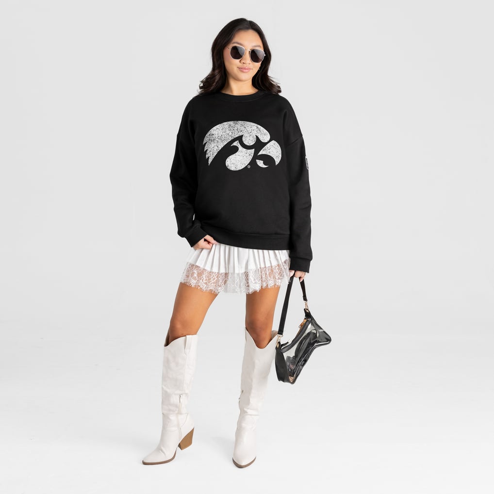 Women's Gameday Couture Black Iowa Hawkeyes Bold Move Black Label ...