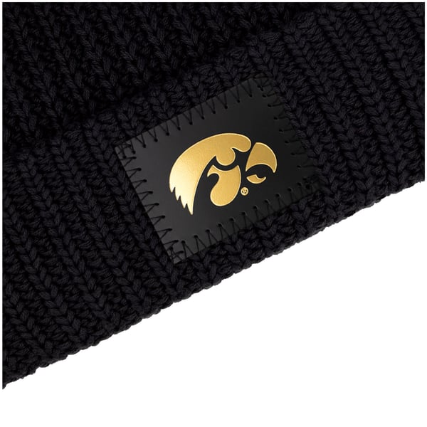 Black/White Love Your Melon Iowa Hawkeyes Beanie w/ Pom New! Iowa Prudence Slouch Beanie Womens BK - Stock Item In USA main image 4