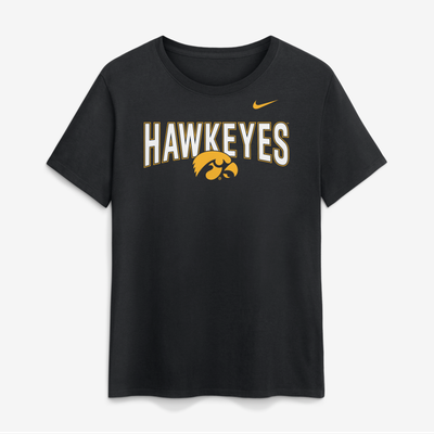 T-shirt Nike Iowa Hawkeyes pour femme avec logo en forme d'arche - Noir