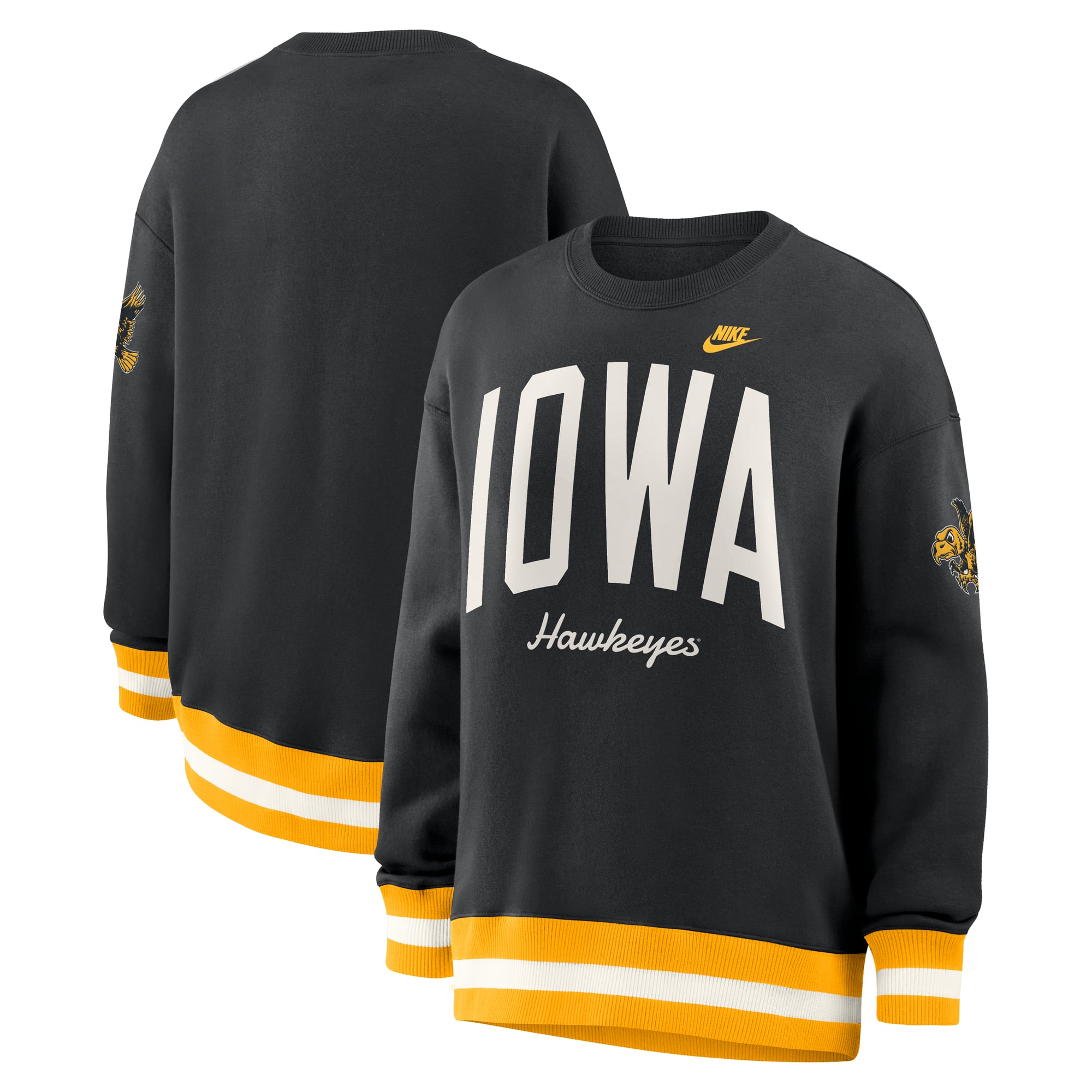 Sweat-shirt Nike noir Iowa Hawkeyes oversize Legacy Arch Phoenix pour femme
