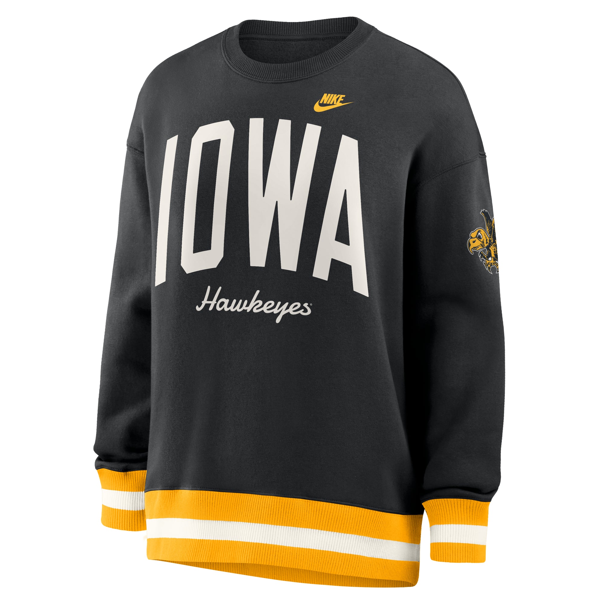 Sweat-shirt Nike noir Iowa Hawkeyes oversize Legacy Arch Phoenix pour femme