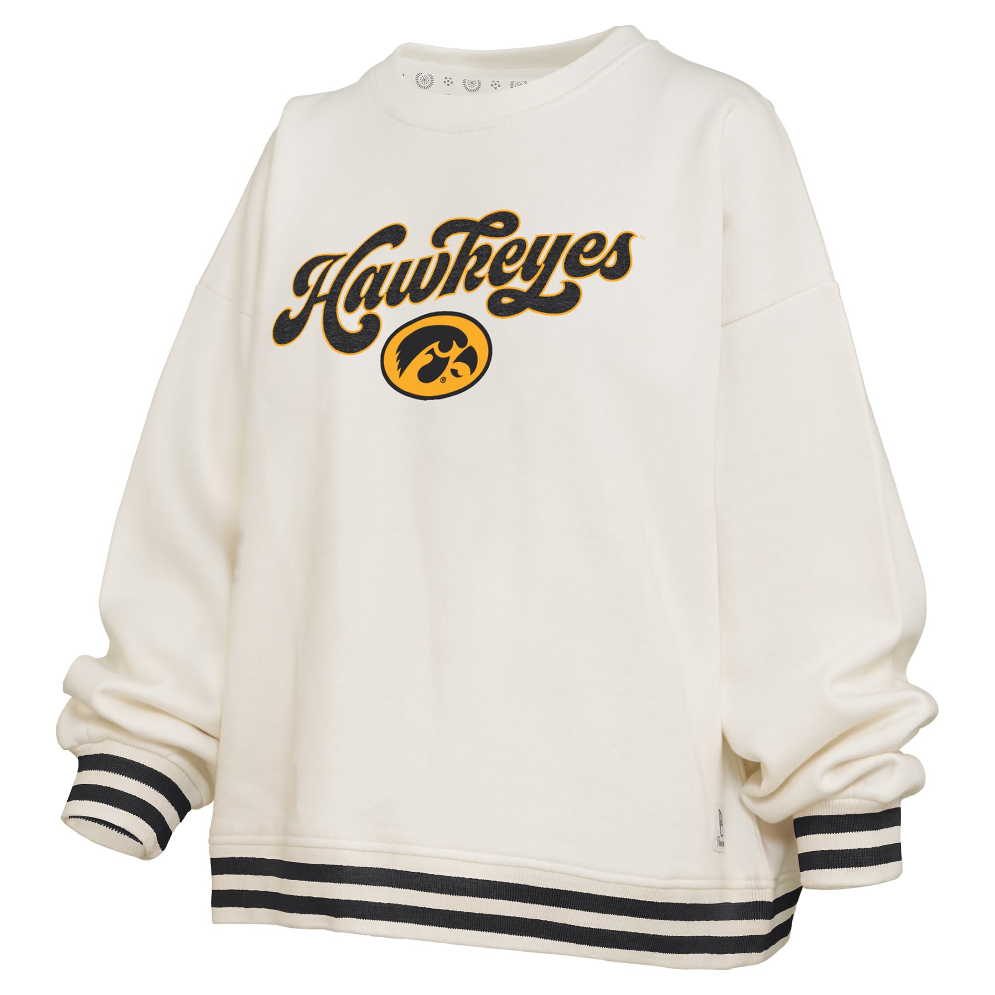 Sweat-shirt côtelé en chenille crème Iowa Hawkeyes Bonanza pour femme, Pressbox