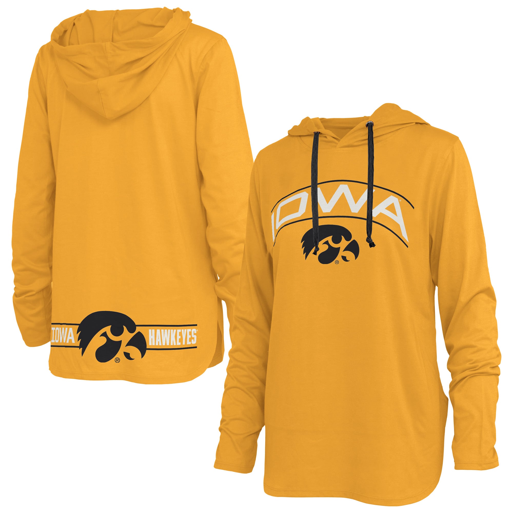 T-shirt à capuche manches longues pour femmes Pressbox Gold Iowa Hawkeyes Allie