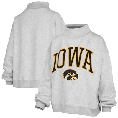 Iowa Hawkeyes Pressbox Women's Nelson Texture Lingo Mock Neck Fleece Sweatshirt - Gray