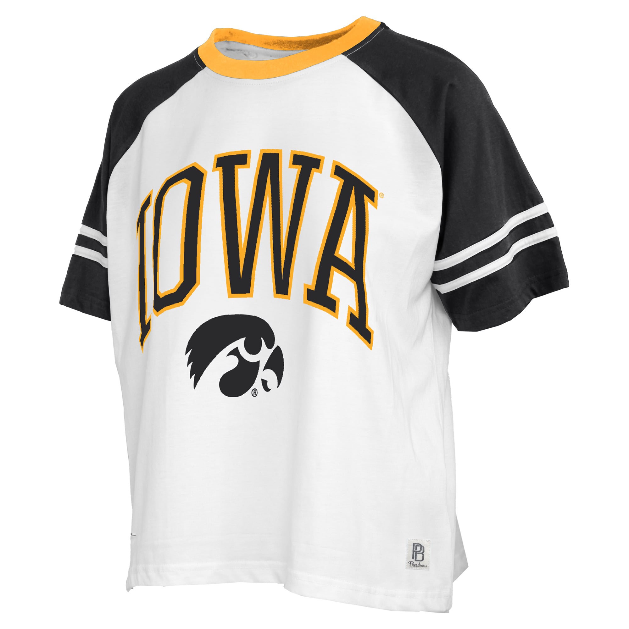 T-shirt Pressbox White Iowa Hawkeyes Sky Colorblock pour femmes