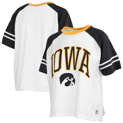  Iowa Hawkeyes Pressbox Women's Sky Colorblock T-Shirt - White