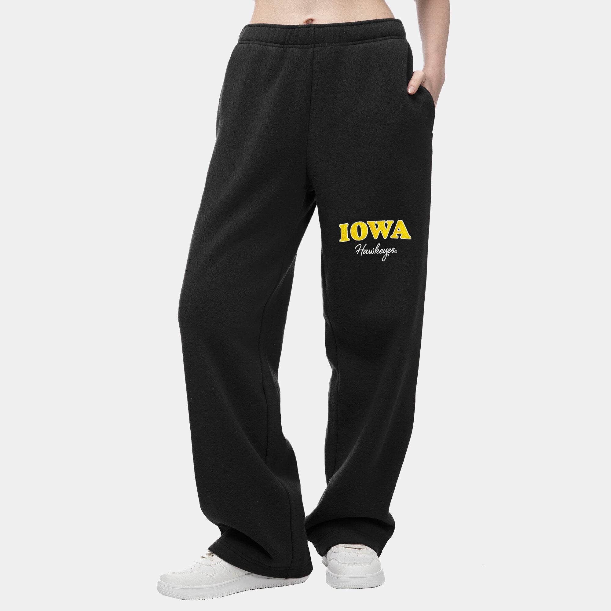 Women's ZooZatz  Black Iowa Hawkeyes Wordmark Fleece Sweatpants