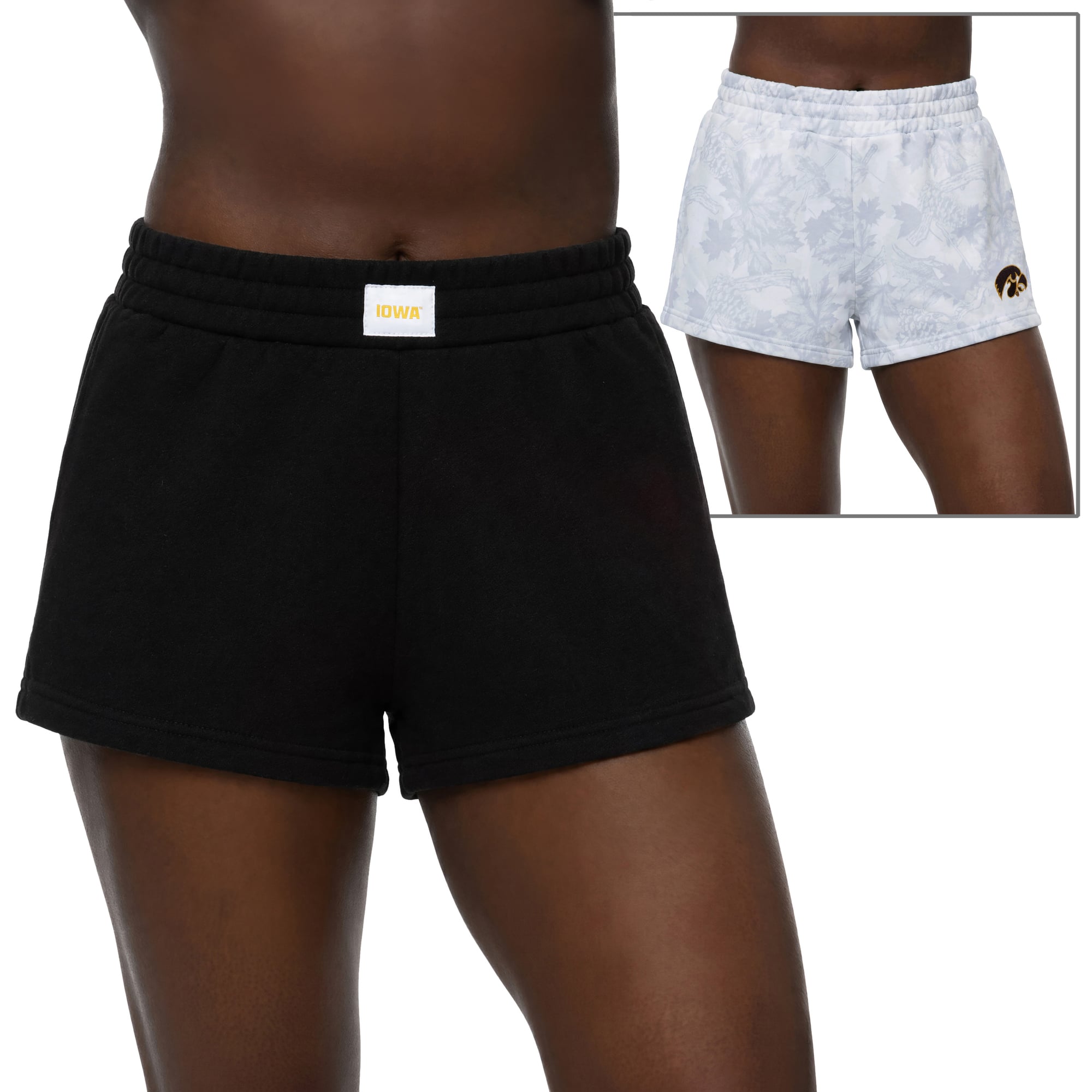 Ensemble de deux shorts ZooZatz Knockout noirs et gris pour femmes, Iowa Hawkeyes