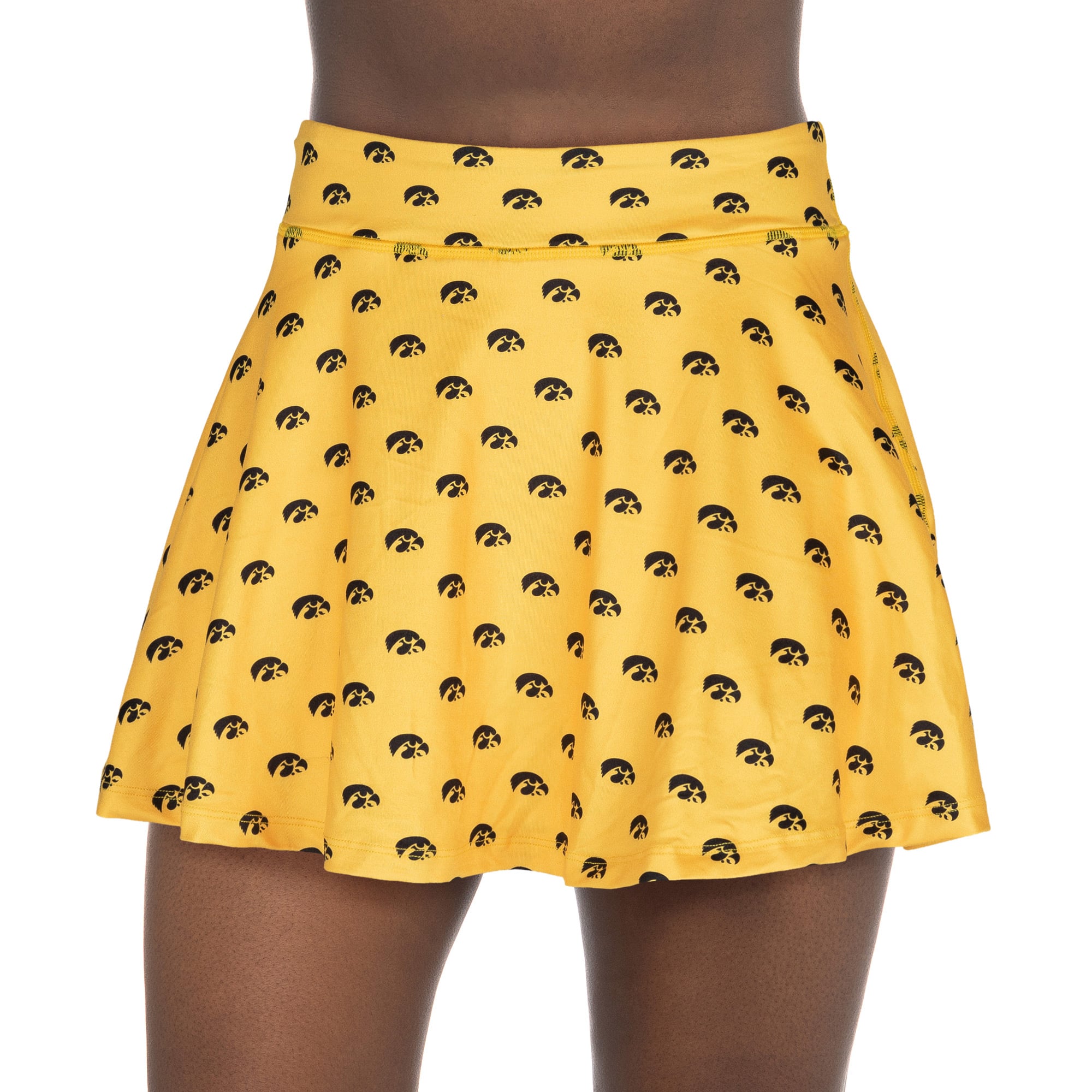 Women's ZooZatz Gold Iowa Hawkeyes Allover Print Flowy Skort