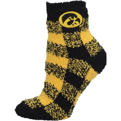 Iowa Hawkeyes ZooZatz Women's Fuzzy Buffalo Checkered Ankle Socks