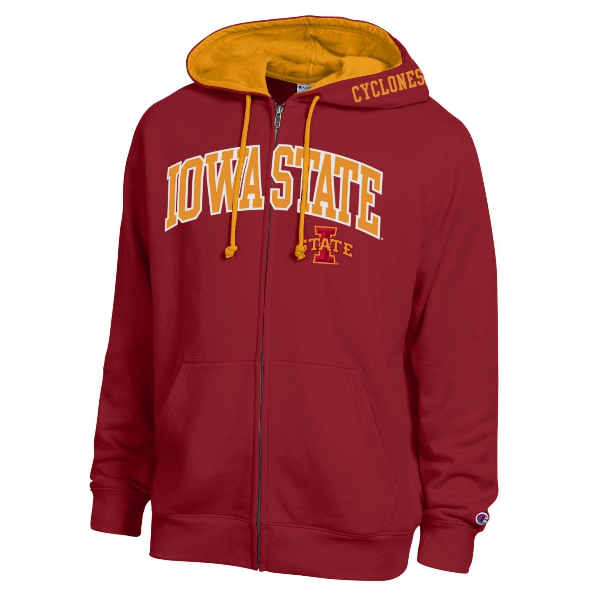 Sweat à capuche zippé en polaire Champion Cardinal Iowa State Cyclones Arch Logo pour homme