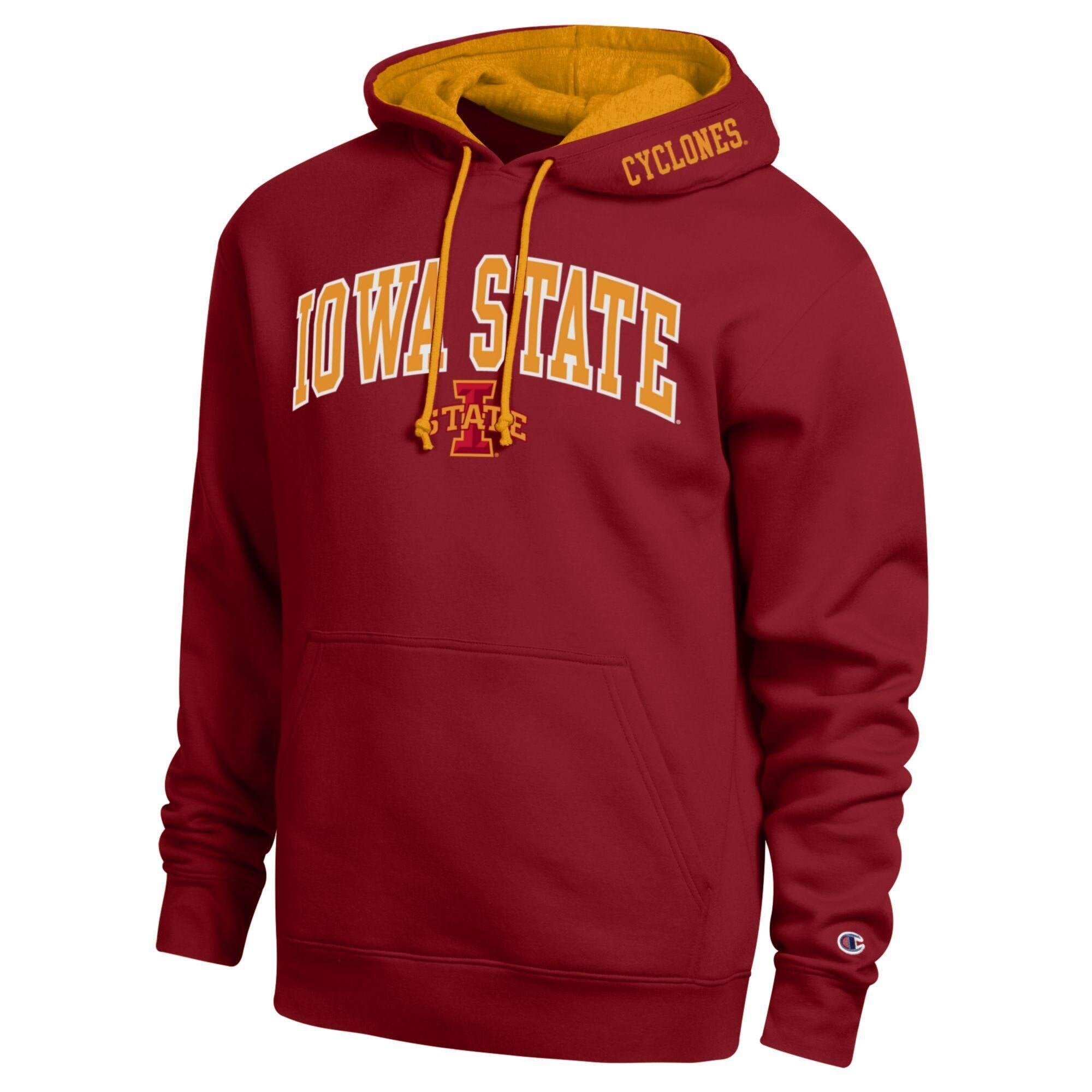 Men's Champion Cardinal Iowa State Cyclones Arch Tackle Twill Hoodie