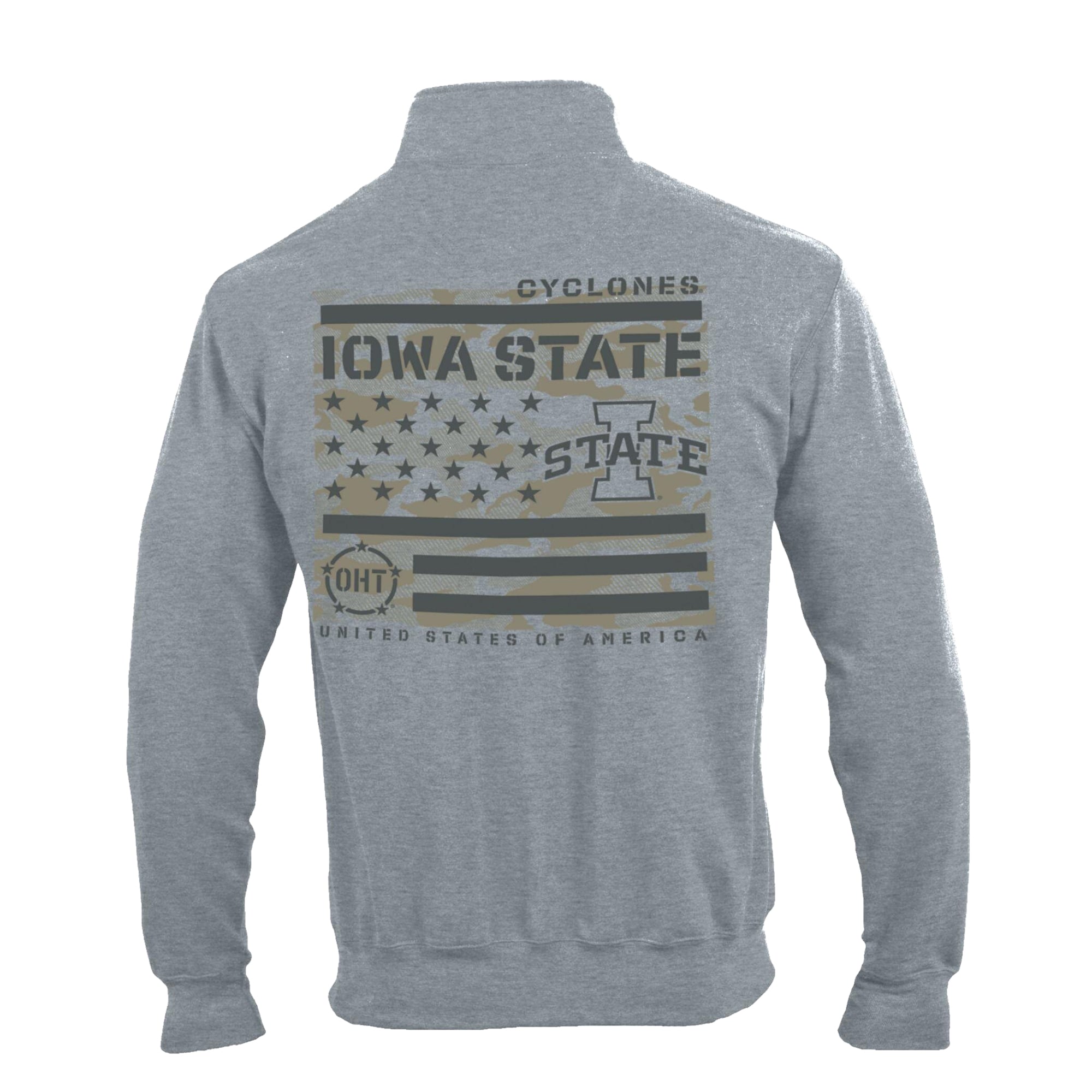 Men's Champion Gray Iowa State Cyclones Operation Hat Trick Flag Powerblend Fleece Quarter-Zip Pullover