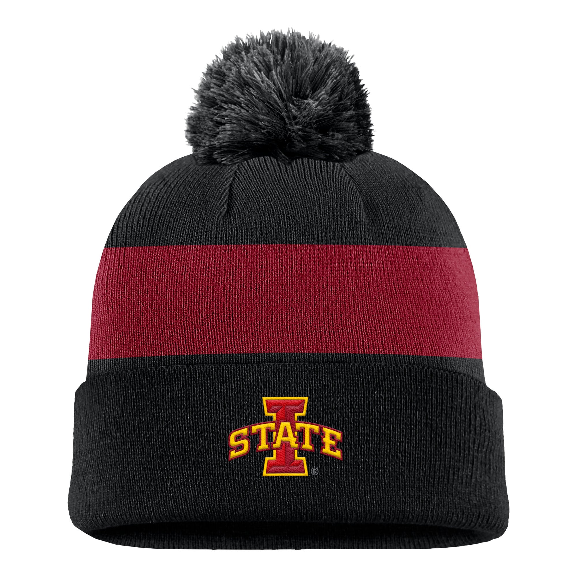 Bonnet à rayures et logo Nike Iowa State Cyclones Primetime noir pour homme, avec pompon