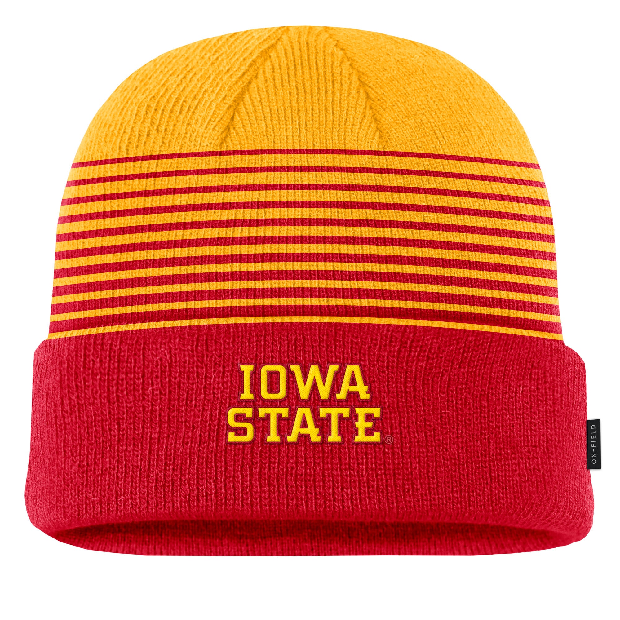 Men's Nike Cardinal/Gold Iowa State Cyclones 2026 On-Field Gradient Terra Cuffed Knit Hat