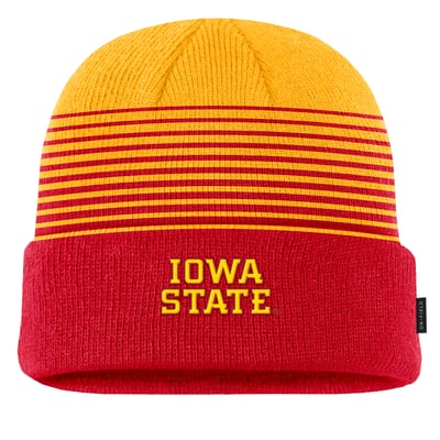 Iowa State Cyclones Nike 2026 On-Field Gradient Terra Cuffed Knit Hat - Cardinal/Gold