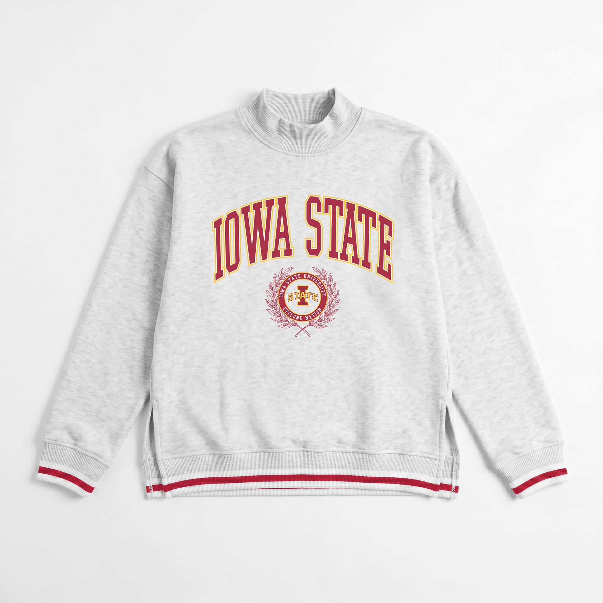 Women's Gameday Couture Gray Iowa State Cyclones Rally Point Contrast Stripe Mock Neck Sweatshirt