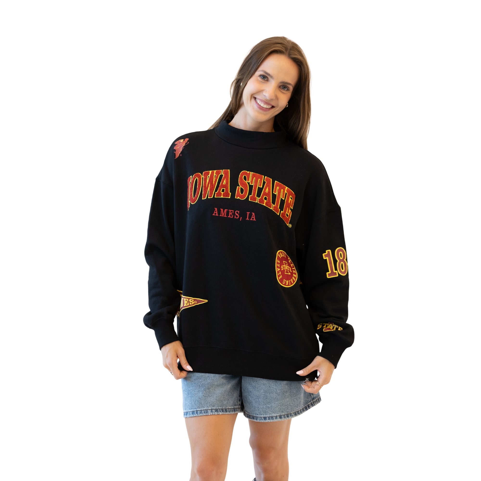 Sweat-shirt à col montant noir Iowa State Cyclones pour femmes, collection Gameday Social
